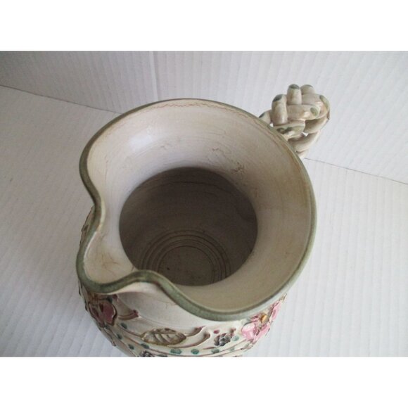 *Ainring Keramik Pitcher Flowers Glazed Ceramic Handmade GERMANY - Picture 6 of 8